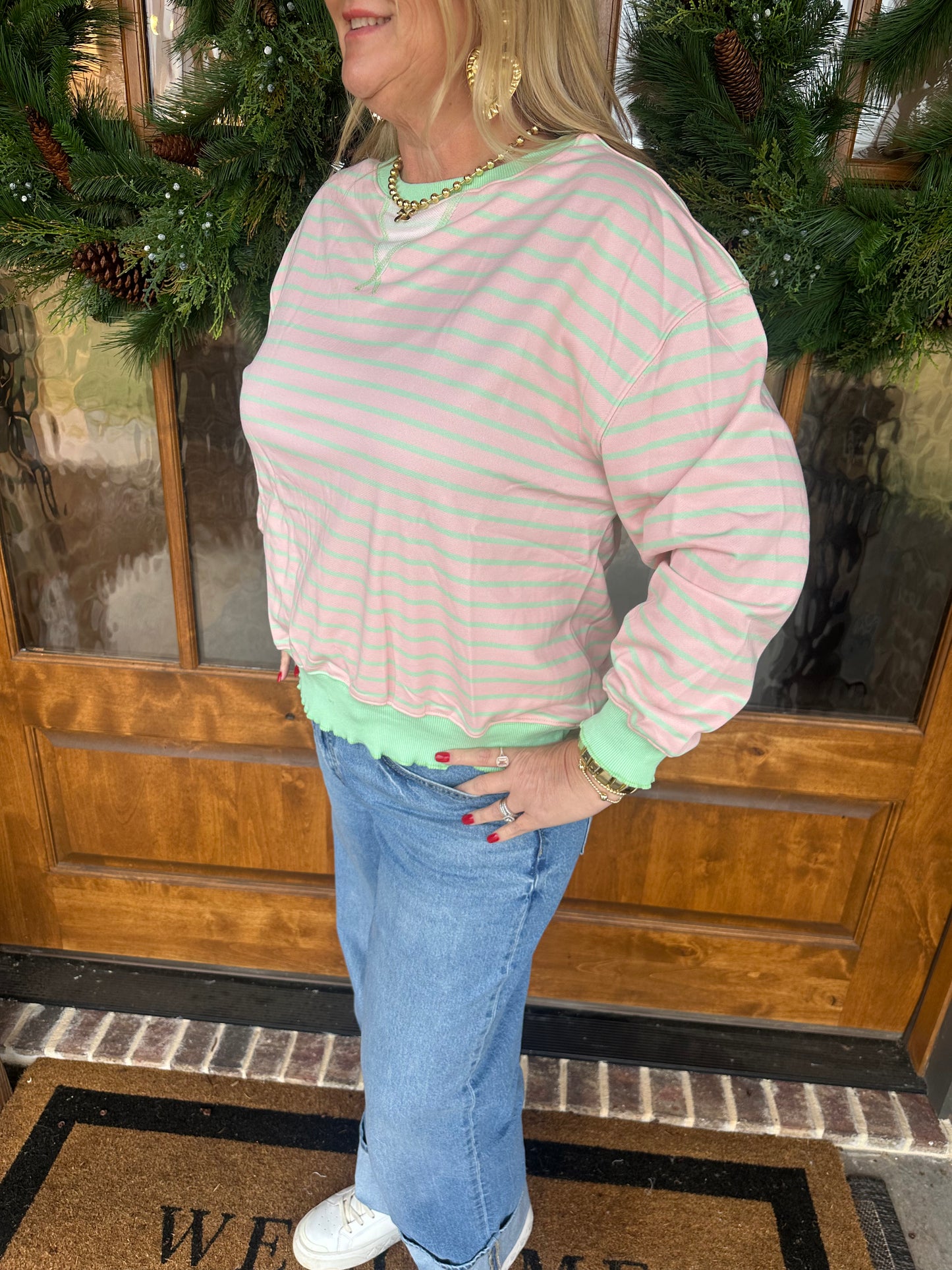 The Natalie Striped Knit Long Sleeve Top