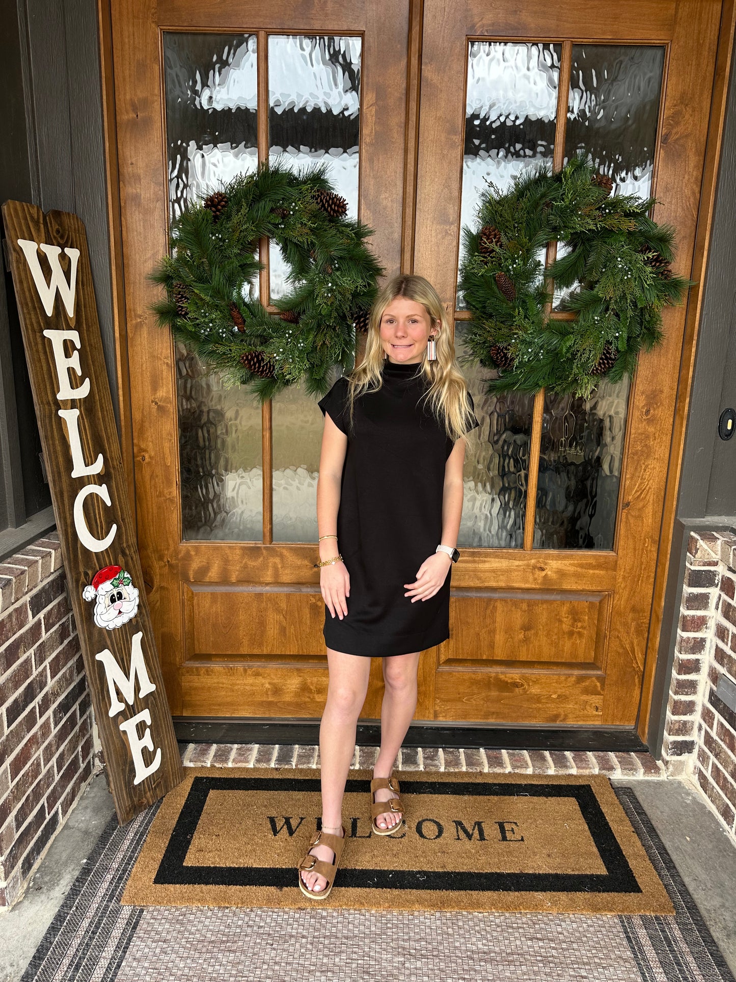 The Maddie Black Mock Neck Pullover Dress