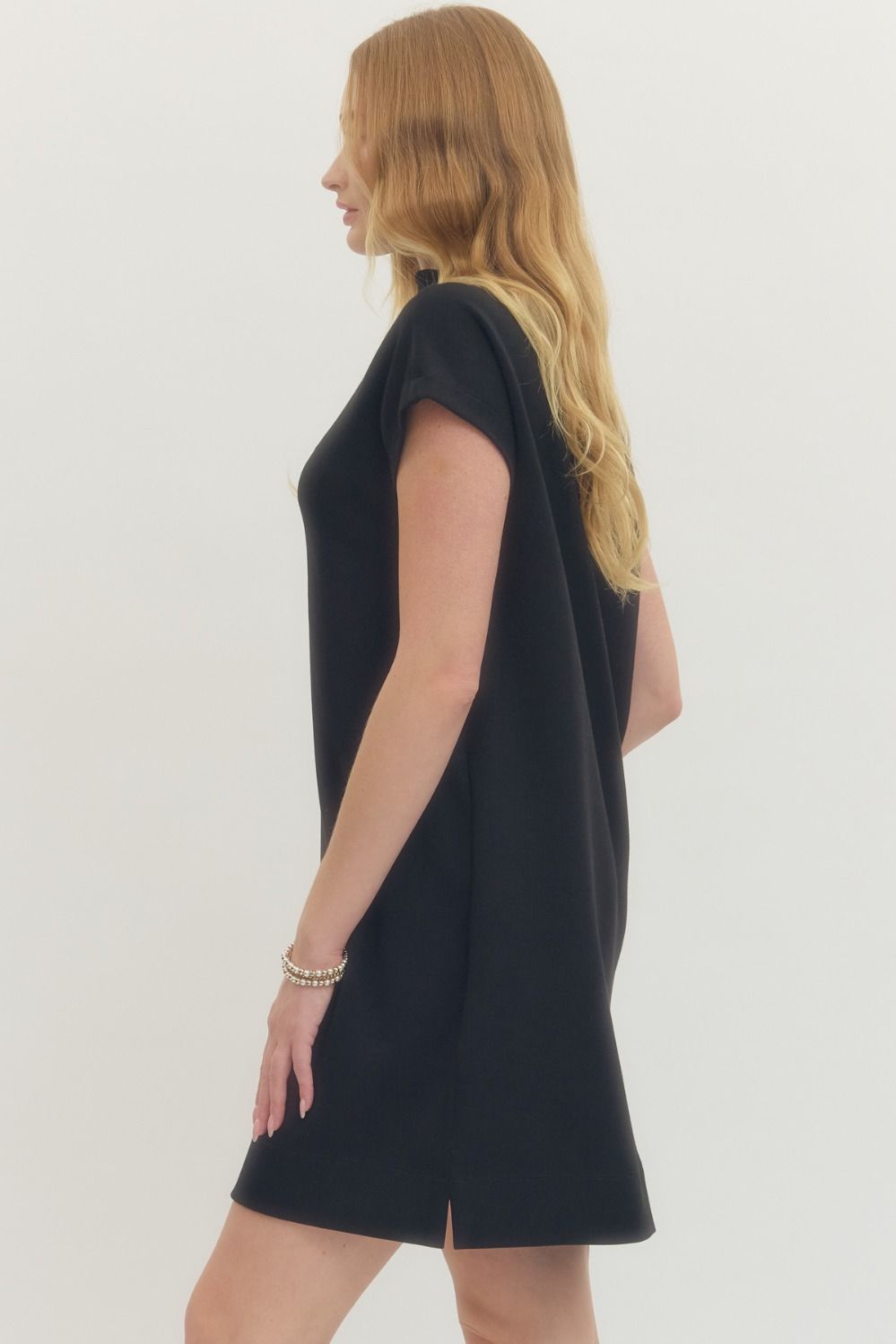 The Maddie Black Mock Neck Pullover Dress