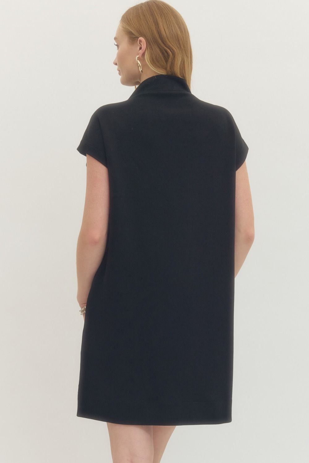 The Maddie Black Mock Neck Pullover Dress