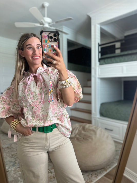 The Lilianna Floral Puff Sleeve Peplum Blouse