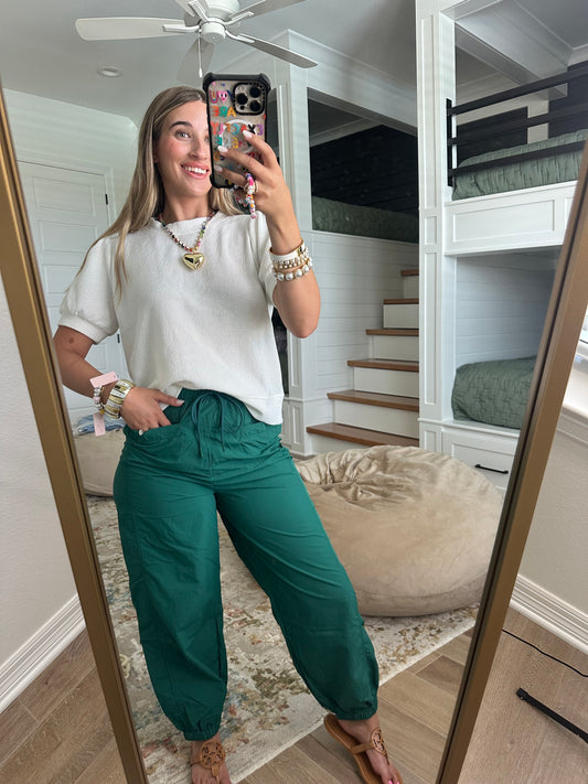 The Hunni Hunter Green High Waisted Baggy Joggers