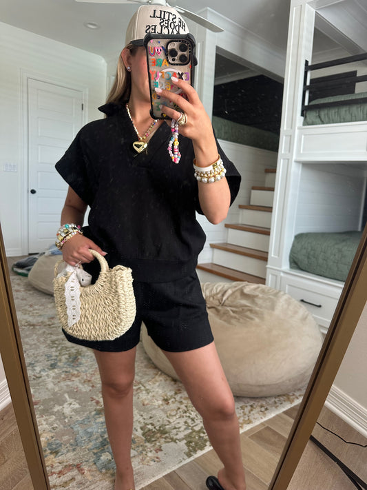 The Hailey Luxeknit Black Matching Set