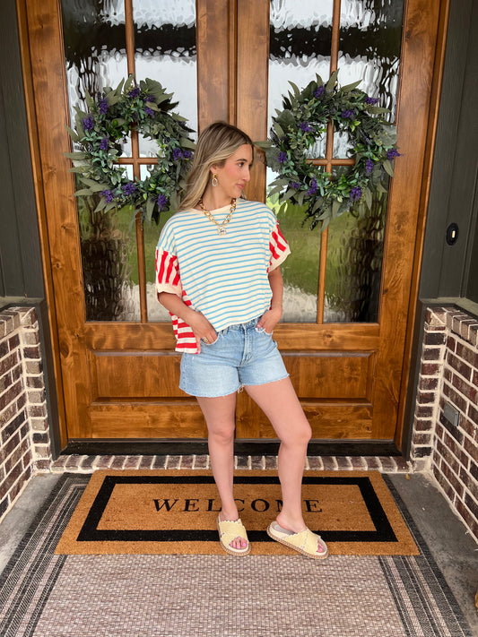 The Autumn High Rise Boyfriend Vervet Denim Shorts