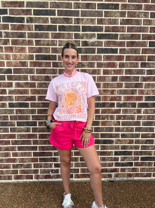 The Olivia Pink French Terry Basic Shorts