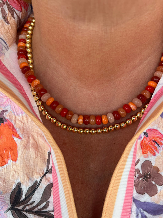 The Janice Multi-Orange Beaded Necklace