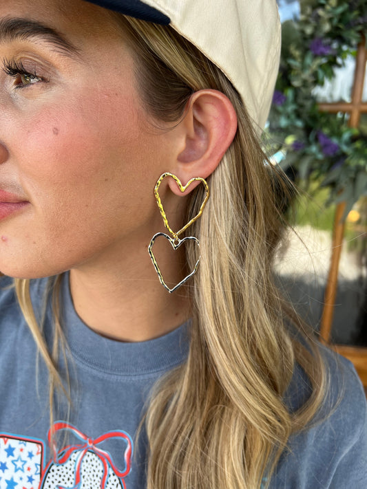 The Faith Gold & Silver Heart Earrings