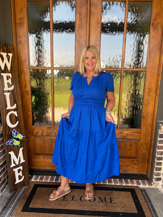 The Sawyer Short Sleeve Tiered Midi Dress