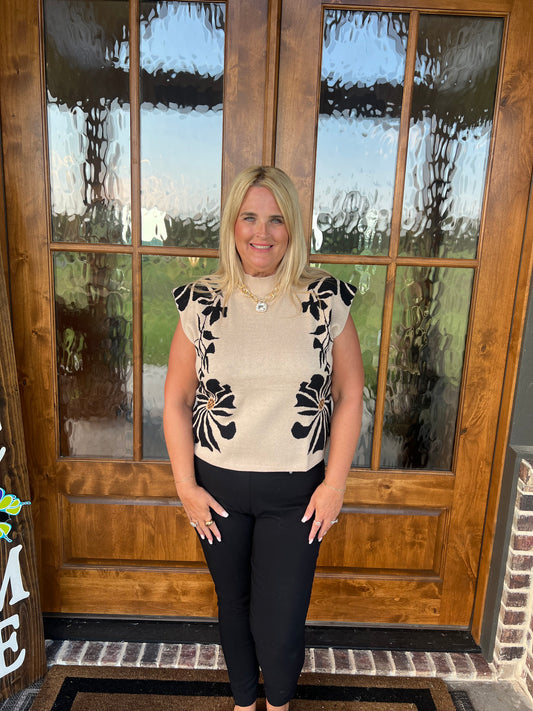 The Carleigh Ecru Sleeveless Sweater Top