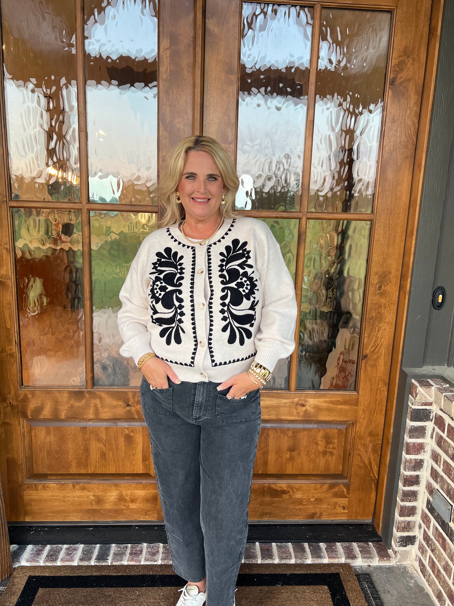 The Susanna Oatmeal Embroidery Knit Sweater