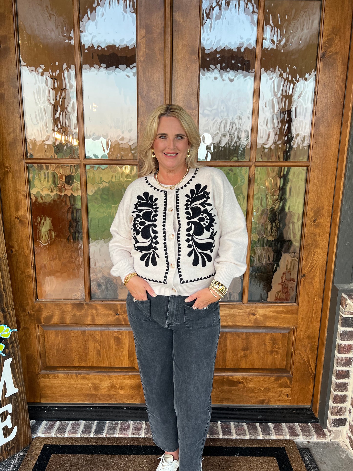 The Susanna Oatmeal Embroidery Knit Sweater