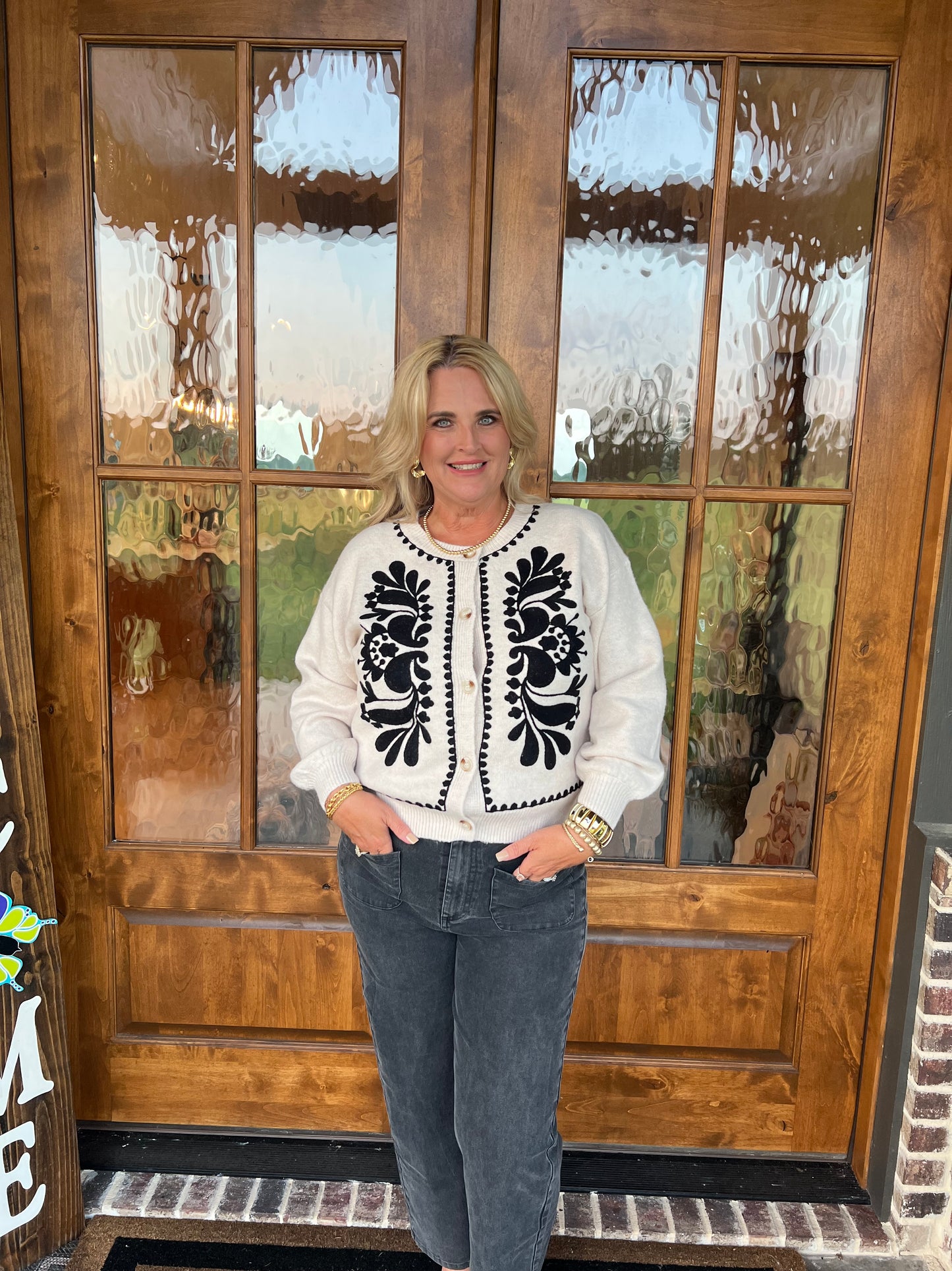 The Susanna Oatmeal Embroidery Knit Sweater