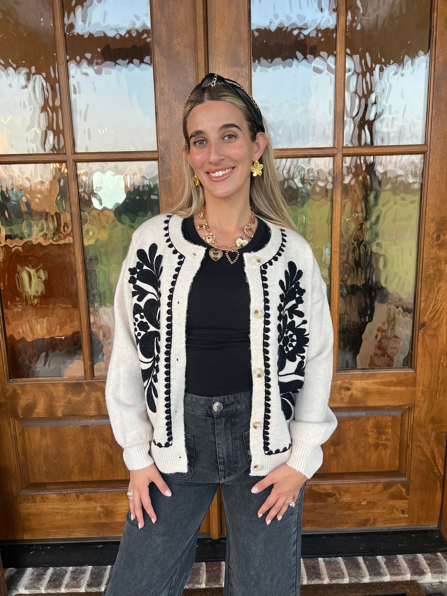 The Susanna Oatmeal Embroidery Knit Sweater