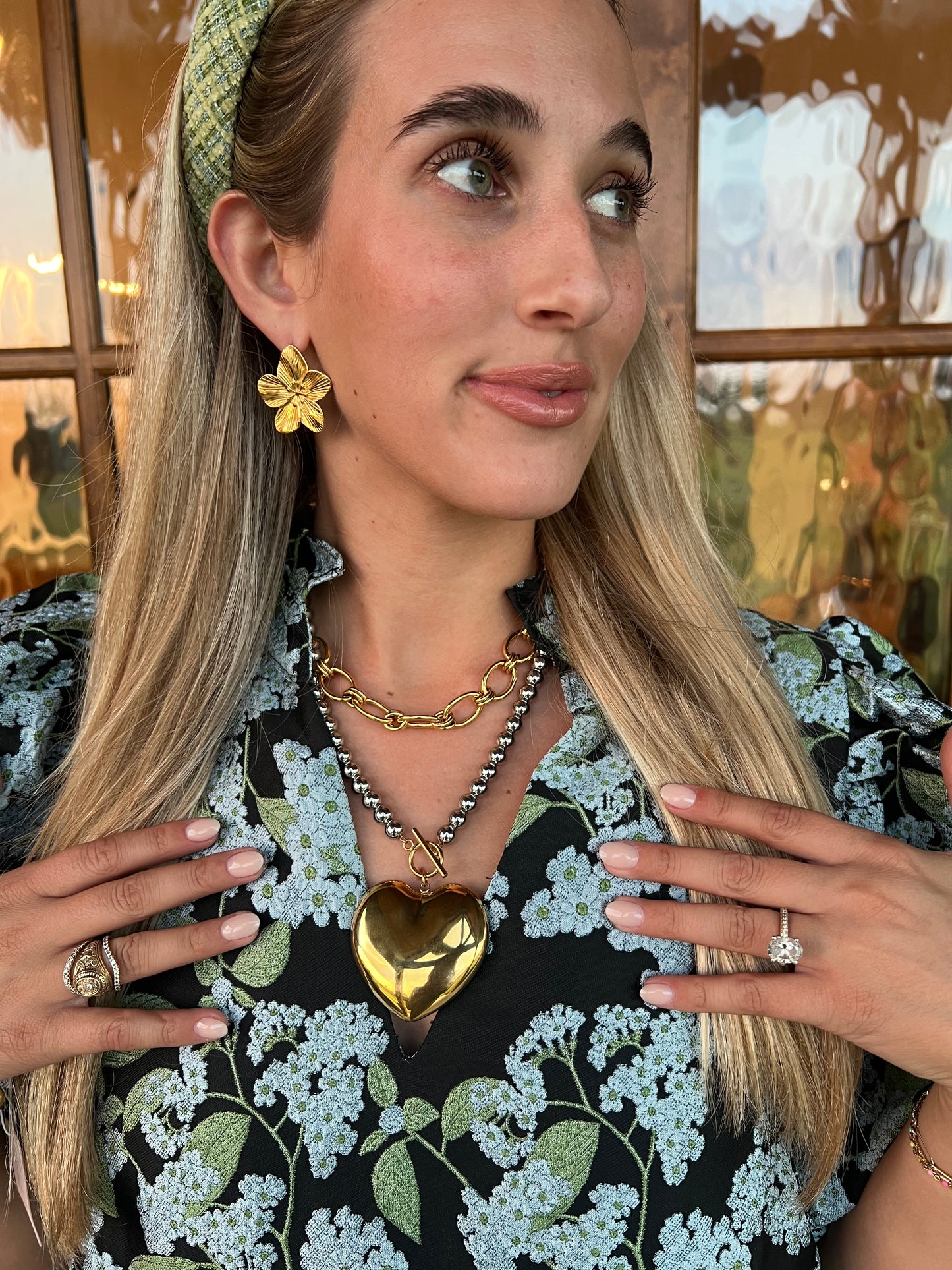 The Gammy Gold/ Two Toned Heart Bubble Necklace