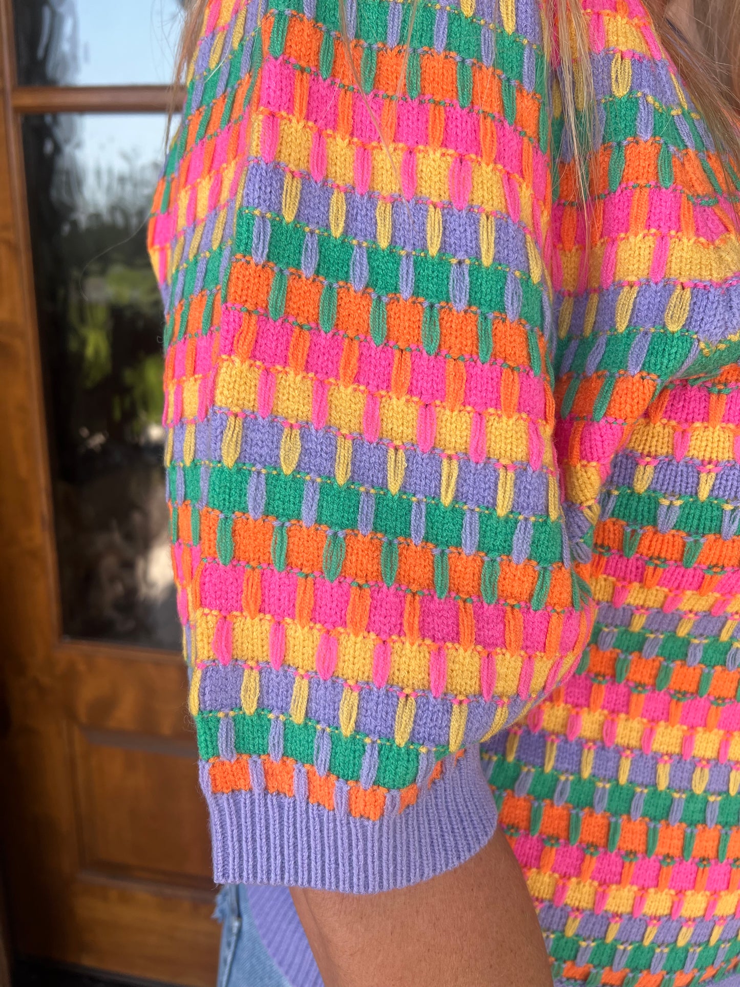 The Claire Colorful Short Sleeve Sweater Top