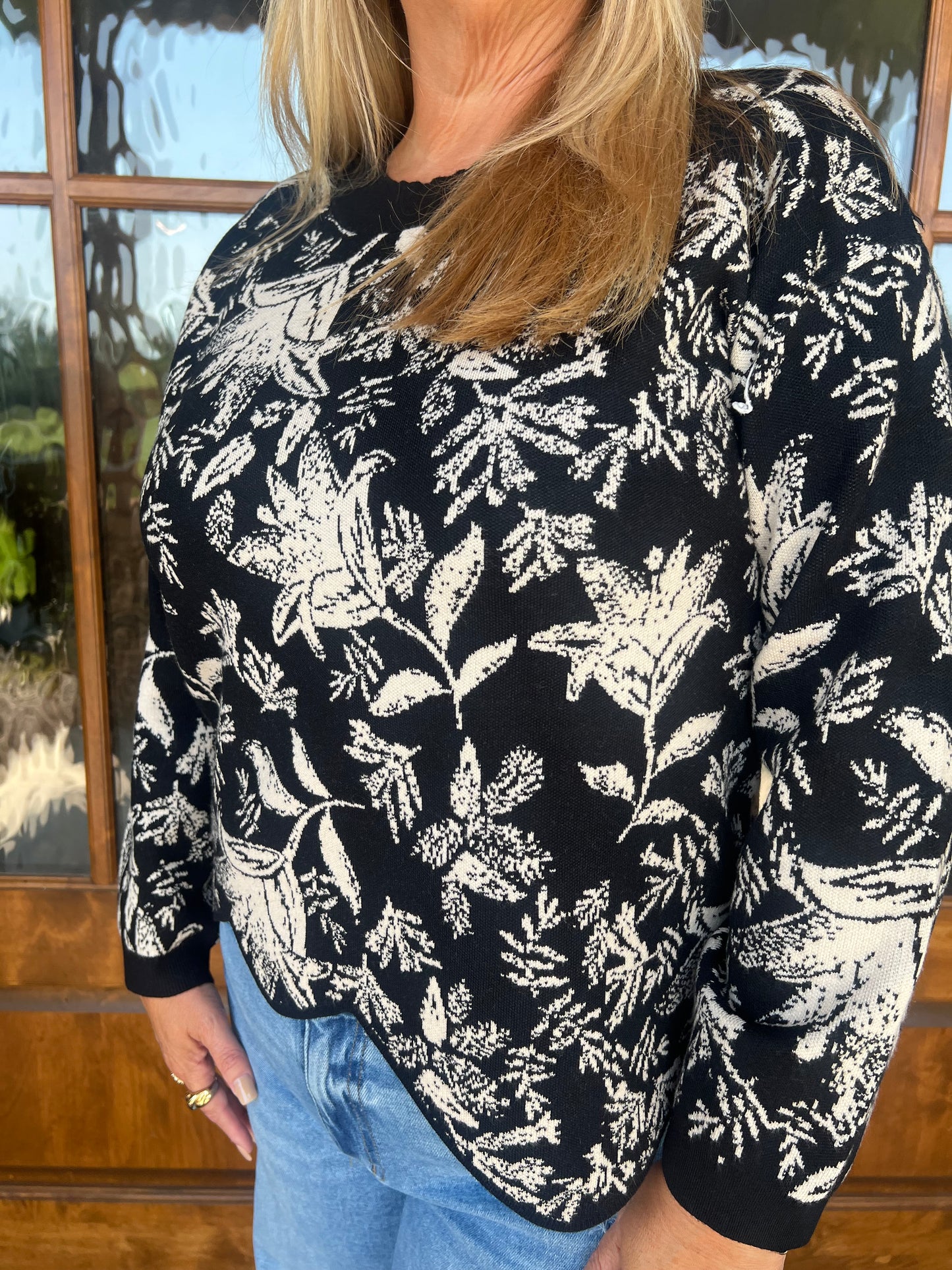 The Jossa Black Jacquard Sweater Top
