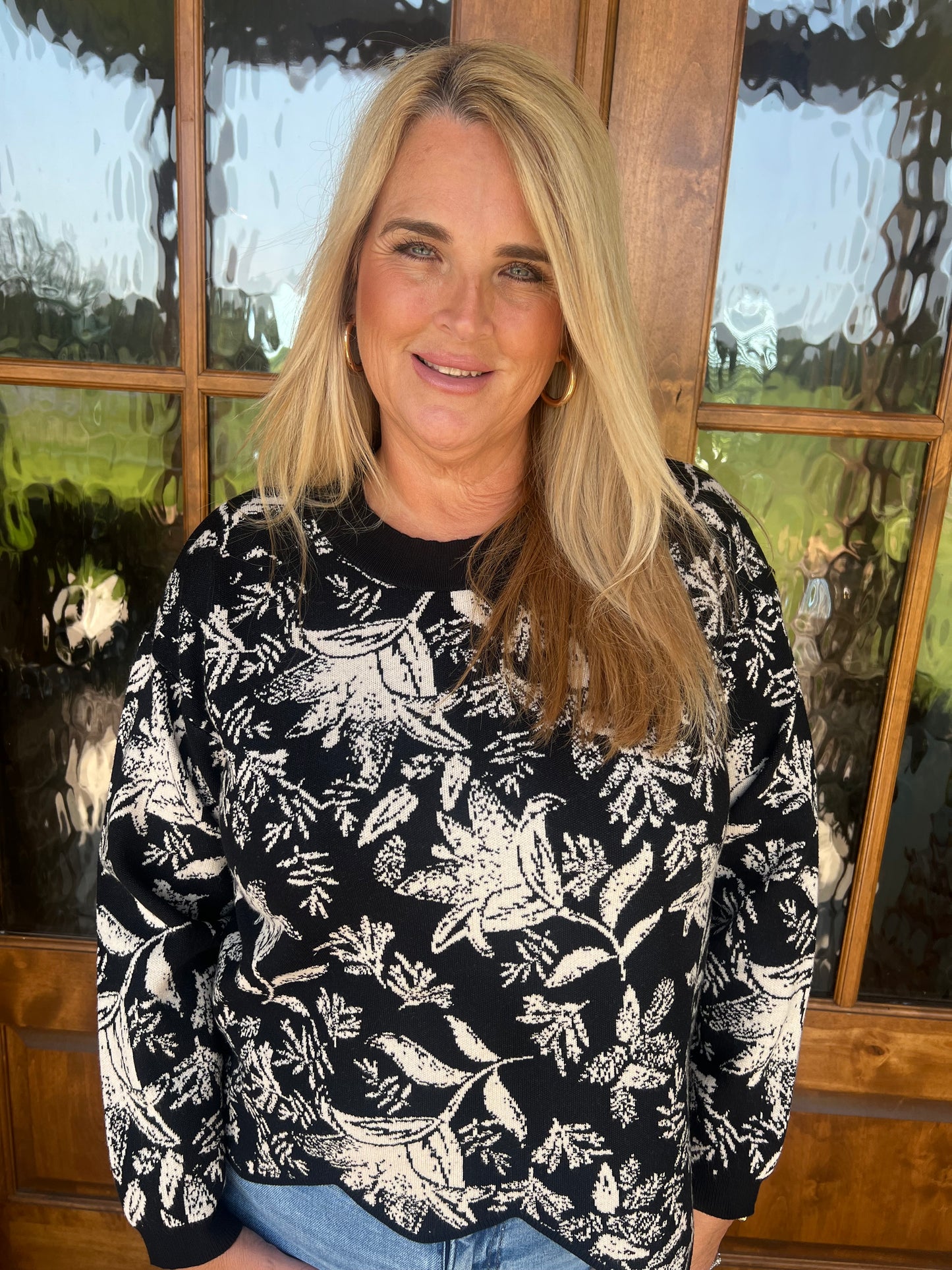 The Jossa Black Jacquard Sweater Top