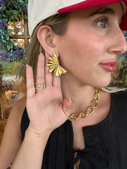 The Stormie Gold Abanico Studs